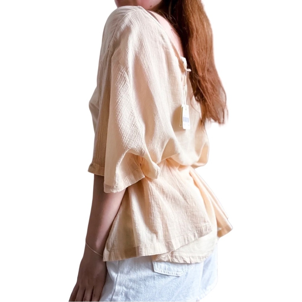 American Vintage New Ybanut Beige Oversized Lagenlook Short Sleeves Top XS/S - Picture 5 of 6